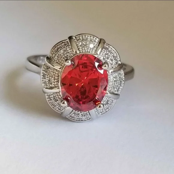 Jewelry | New 925 Silver Oval Cut Ruby Diamond Ring For  New 925 Silver Oval Cut Ruby Diamond Ring for Women main image 0